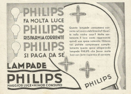 Philips Lampade - Maggior Luce Minor Consumo - Pubblicità 1933 - Advertis. - Publicidad