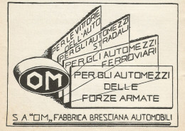 OM Per Gli Automezzi Delle Forze Armate - Pubblicità 1937 - Advertising - Pubblicitari