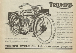 TRIUMPH Cycle 4,94 HP - Pubblicità 1925 - Advertising - Werbung
