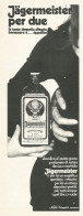 Amaro JAGERMEISTER - Pubblicità 1972 - Advertising - Pubblicitari