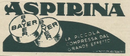 Compresse Di ASPIRINA - Pubblicità 1937 - Advertising - Publicidad