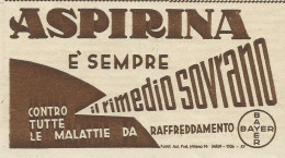 Compresse Di ASPIRINA - Pubblicità 1937 - Advertising - Pubblicitari