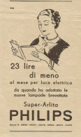 PHILIPS Lampade Super Arlita - Pubblicità 1933 - Advertising - Publicidad