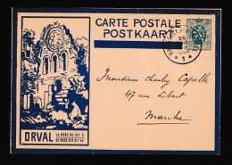 105/41 - Carte Illustrée ORVAL Bleue Foncé SANS Ange - BRUXELLES  1928 Vers MARCHE - Illustrierte Postkarten (1971-2014) [BK]