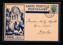 105/41 - Carte Illustrée ORVAL Bleue Foncé SANS Ange - BRUXELLES  1928 Vers MARCHE - Cartoline Illustrate (1971-2014) [BK]