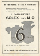 Carburatore SOLEX Per 6 Cilindri - Pubblicità 1929 - Advertising - Werbung