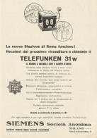 Radio Telefunken 31w - Siemens Soc. Anonima - Pubblicità 1930 - Advertis. - Publicités