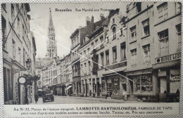 BRUXELLES BRUSSEL Rue Marché Aux Fromages Carte Publicité Fabrique De Tapis Lamotte-Bartholomeus CP PK Postée En 1936 - Brussels (City)