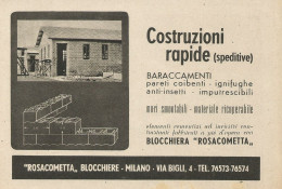 Blocchiera Rosacometta Milano - Baraccamenti - Pubblicità 1943 - Advertis. - Publicités