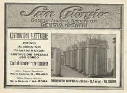 Costruzioni Elettriche SAN GIORGIO - Pubblicità 1931 - Advertising - Werbung