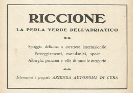 Riccione - La Perla Verde Dell'adriatico - Pubblicità 1931 - Advertising - Werbung