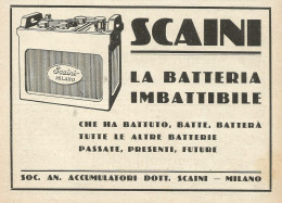 Batteria Per Auto SCAINI - Pubblicità 1931 - Advertising - Publicidad