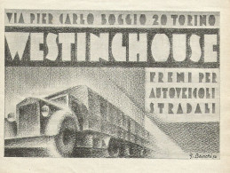 Westinghouse Freni Per Autoveicoli Stradali - Pubblicità 1934 - Advertis. - Reclame