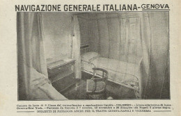 N.G.I. Transatlantico COLOMBO Camera Da Letto Di 1° Classe_Pubblicità 1925 - Werbung