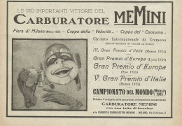 Carburatore Memini - Pubblicità 1925 - Advertising - Publicités