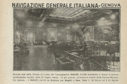 N.G.I. Transatlantico DUILIO Grande Hall Classe Di Lusso - Pubblicità 1925 - Reclame