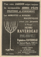 Fruiters Et D'ornemet HENRI RAVERDEAU - Pubblicità 1929 - Advertising - Publicités