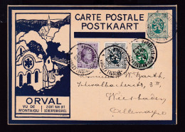 108/41 - Carte Illustrée ORVAL Bleue Foncé SANS Ange - BRUXELLES 1929 Vers WIESBADEN Allemagne - Cartes Postales Illustrées (1971-2014) [BK]