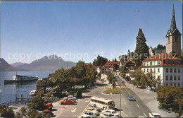 11735918 Weggis Vierwaldstaettersee Promenade Mit Pilatus Dampfer Kirche Weggis - Autres & Non Classés