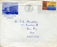 1966 Kuwait Bristol Hotel Cover To England - Koeweit