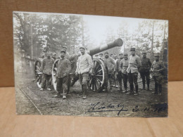 MILITARIA GUERRE 1914-18 Carte Photo Piece D'artillerie Canon Soldats Gros Plan - Guerra 1914-18