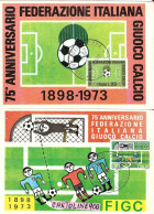 Sport Calcio 75°anniversario Federazione Italiana Giuoco Calcio Le 2 Cartoline Maximum Del 1973 (v.retro) - Voetbal