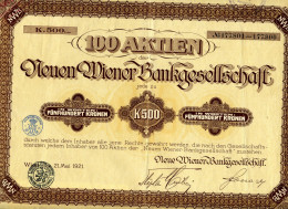 NEUE WIENER BANKGESELLSCHAFT - 100 Aktien - Bank & Versicherung