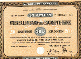 WIENER LOMBARD- Und ESCOMPTE-BANK - 25 Aktien - Bank & Versicherung