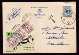 118/41 - Entier Publibel 1122 Radio ACEC - TUBIZE 1952 Vers BXL - Taxé Bande De 3 Du Taxe 20 C - Werbepostkarten