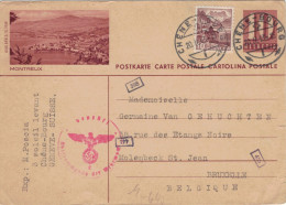 Ganzsache Montreux (gemäss BRB 3.10.1939 Nicht Für Ausland Zugelassen) Chene-Bourg 1943 > Molenbeck Zensur OKW - Interi Postali