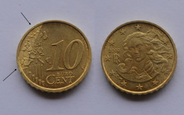 ERRORE EURO !!! ITALIA 10 CENTESIMI 2002 MANCANZA DI METALLO  !!! 61 - Errors And Oddities