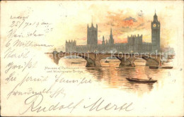 11732891 London Houses Of Parliament Westminster Bridge Thames Kuenstlerkarte - Autres & Non Classés