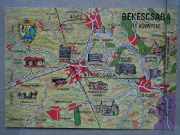 Kov 716-55 - HUNGARY, BEKESCSABA, PLANE, MAP - Hungary