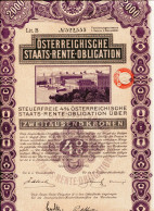 Österreichische STAATS-RENTE-OBLIGATION Von 1912 - Bank & Versicherung