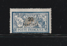 Greece Crete French Post Office 1903 Surcharged Crete Issue 20 Pi / 5 Fr. MH W1098 - Nuevos