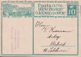 1928, Ganzsache Zum: 115-014 SIERRE (VALAIS) ⵙ FRIBOURG, Flagge: VILLÉ GIATUREZ EN SUISSE - Stamped Stationery