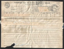 Telegram With Double Obliteration Of 'Almirante Reis, Lisbon 1947'. Telegrama Com Dupla Obliteração De 'Almirante Reis, - Lettres & Documents