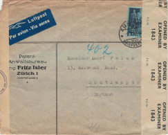 Fritz Isler Zürich 1943 > Falck Southampton - Zensur OKW & Britischer Examiner 1843 - Covers & Documents