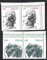 Italia 1979; Telecomunicazioni, Esposizione Mondiale. Serie Completa In Coppie D’angolo Con Bordo Accorciato. - 1971-80: Ungebraucht