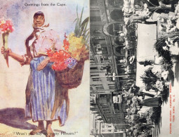 Cape Town South Africa Adderley Street 2x Flower Seller Postcard S - Unclassified