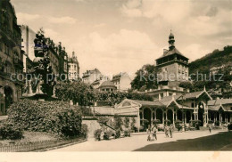 73512406 Karlovy Vary Colonnade Du Marche Avec La Tour Du Chateau Karlovy Vary - Tsjechië