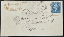 Lettre 22 LGC 2331 Mesle-sur-Sarthe (le) Orne (59) Indice 4 à Caen 29.01.1865 France – 8ciel - 1849-1876: Klassik