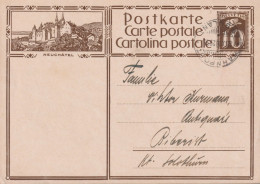 1928, Ganzsache Postkarte Wz L, Zum: 119-012 10 Cts. Braun NEUCHÂTEL ⵙ  Bahnpost Ambulant - Interi Postali