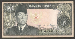 Indonesia 500 Rupiah President Soekarno Wmk Replacement P-87b* 1960 VF - Indonésie