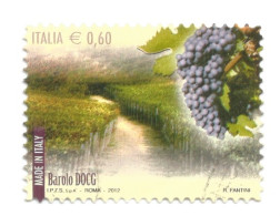 (REPUBBLICA ITALIANA) 2012, VINI ITALIANI, BAROLO - Francobollo Usato - 2011-20: Usados