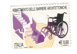 (REPUBBLICA ITALIANA) 2012, ABBATTIMENTO DELLE BARRIERE ARCHITETTONICHE - Serie Di 1 Francobollo Usato - 2011-20: Gebraucht