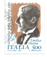 (REPUBBLICA ITALIANA) 1989, GIORNATA DELLA FILATELIA, EMILIO DIENA - Serie Di 1 Francobollo Usato - 1981-90: Gebraucht