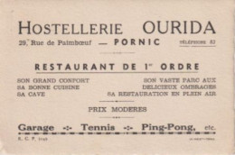 44 PORNIC  -  HOSTELLERIE OURIDA 29 Rue De Paaimboeuf  -  CARTON PUBLICITAIRE  - - 1950 - ...