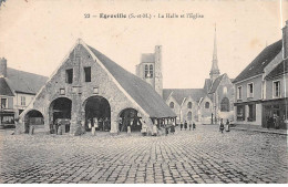 EGREVILLE - La Halle Et L'Eglise - Très Bon état - Other & Unclassified