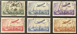 YT 8 à 13 Poste Aérienne (°) Obl 1936 Avion Survolant Paris Caudron (côte 55 €) France – 7ciel - 1927-1959 Used